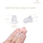 BEADNOVA Fermoirs de boucles d'oreilles pour clous en caoutchouc, plastique, silicone, supports de boucles d'oreilles transparents et sécurisés, bouchons d'oreille percés, bouchon de sécurité hypoallergénique, support de tige d'oreille pour clous d'oreill