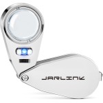 JARLINK Loupe de bijoutier 40X avec construction en métal, loupe éclairée LED/UV pliable pour pierres précieuses, bijoux, pièces de monnaie, timbres