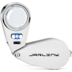 JARLINK Loupe de bijoutier 40X avec construction en métal, loupe éclairée LED/UV pliable pour pierres précieuses, bijoux, pièces de monnaie, timbres