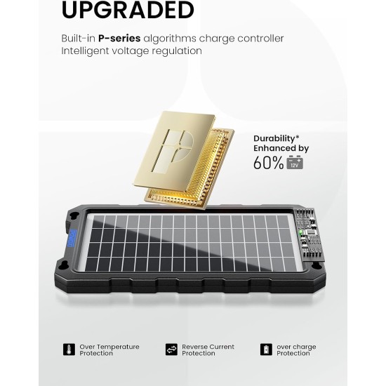 POWOXI Kit de charge d'entretien de panneau solaire portable étanche 7,5 W amélioré pour batterie solaire 7,5 W pour voiture, automobile, moto, bateau, marine, camping-car, remorque, motoneige, etc.