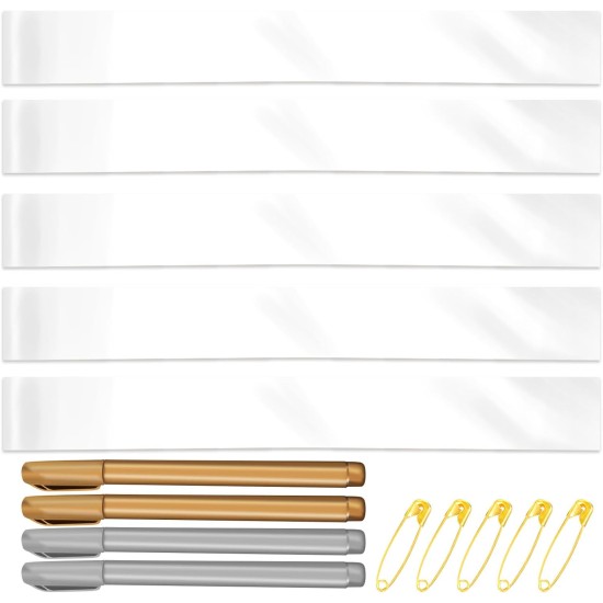 Ceinture blanche 5 pièces, 2 stylos dorés + 2 stylos argentés, ceinture vierge, fabriquer notre propre ceinture, ceintures pour concours, ceintures de fête