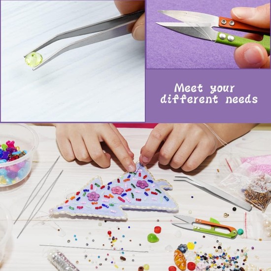 Lot de 58 aiguilles à perles pour la fabrication de bijoux, aiguilles à gros chas, aiguilles à perles ultra fines en acier inoxydable, chas flexible, parfaites pour les perles, la broderie et les travaux manuels.