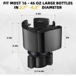 Extenseur de porte-gobelet de voiture, adaptateur d'extension de porte-gobelet pour voiture avec base réglable, compatible avec YETI 24/36/46 oz, HydroFlask 32/40 oz, grandes bouteilles d'eau de 2,7