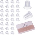 BEADNOVA Fermoirs de boucles d'oreilles pour clous en caoutchouc, plastique, silicone, supports de boucles d'oreilles transparents et sécurisés, bouchons d'oreille percés, bouchon de sécurité hypoallergénique, support de tige d'oreille pour clous d'oreill