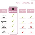 Porte-mouchoirs de voiture de 200 feuilles avec mouchoirs en papier, tubes de mouchoirs de voyage à 3 épaisseurs, boîte de mouchoirs en papier de 4 pièces, parfait pour le cylindre porte-gobelet de voiture (rose)