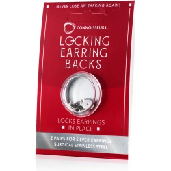CONNOISSEURS Fermoirs de boucles d'oreilles verrouillables – Fermoirs de boucles d'oreilles hypoallergéniques pour clous, créoles et plus encore – Ne perdez plus jamais une boucle d'oreille