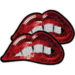 Paillettes sexy rouges lèvres mordantes patchs brodés symboles badge vêtements jeans t-shirt chapeau sacs à dos pour hommes femmes garçons filles (2 pièces)