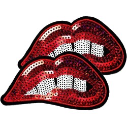 Paillettes sexy rouges lèvres mordantes patchs brodés symboles badge vêtements jeans t-shirt chapeau sacs à dos pour hommes femmes garçons filles (2 pièces)