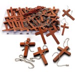 1 boîte de 70/120/240 paquets de petits porte-clés à breloques en forme de croix de poche en bois, mini pendentifs religieux en bois pour la prière de l'église, remplissage d'œufs de Pâques, cadeaux chrétiens, artisanat pour bricolage décoratif fait à la 