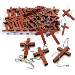 1 boîte de 70/120/240 paquets de petits porte-clés à breloques en forme de croix de poche en bois, mini pendentifs religieux en bois pour la prière de l'église, remplissage d'œufs de Pâques, cadeaux chrétiens, artisanat pour bricolage décoratif fait à la 