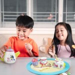 8th Wonder Bluey Toys Service à thé en bois 18 pièces durable avec plateau, théière, cuillères à café et plus encore, jeu de simulation pour les tout-petits à partir de 3 ans