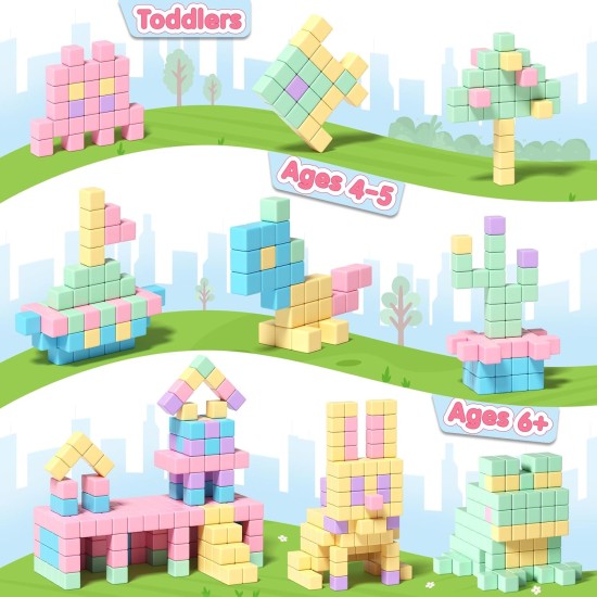 45 pièces blocs magnétiques – jouets pour petites filles, blocs de construction magnétiques, jouets sensoriels d'autisme en plein air STEM pour garçons et filles de 3 à 5 ans, cubes magnétiques indispensables en classe pour les enfants de 3 ans et plus