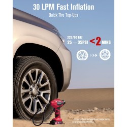 AVID POWER Compresseur d'air portable, pompe à pneu de voiture sans fil 20 V, compresseur d'air alimenté par batterie rechargeable avec adaptateur 12 V DC, manomètre numérique