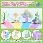 45 pièces blocs magnétiques – jouets pour petites filles, blocs de construction magnétiques, jouets sensoriels d'autisme en plein air STEM pour garçons et filles de 3 à 5 ans, cubes magnétiques indispensables en classe pour les enfants de 3 ans et plus