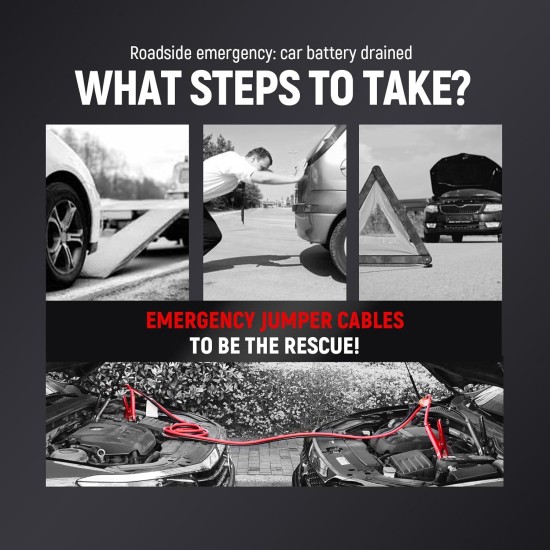 TOPDC Câbles de démarrage de calibre 4 de 20 pieds pour batterie de voiture, SUV et camions, câbles de démarrage automobiles robustes pour démarrage par saut de batteries mortes ou faibles avec sac de transport (TD-P0420)