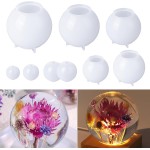 LET'S RESIN 9 pièces moules en silicone sphère pour résine, moules en résine sphère 3D sans couture améliorés, grands moules en résine époxy à boule ronde pour la conservation des fleurs, moulage de résine, savon, bougie