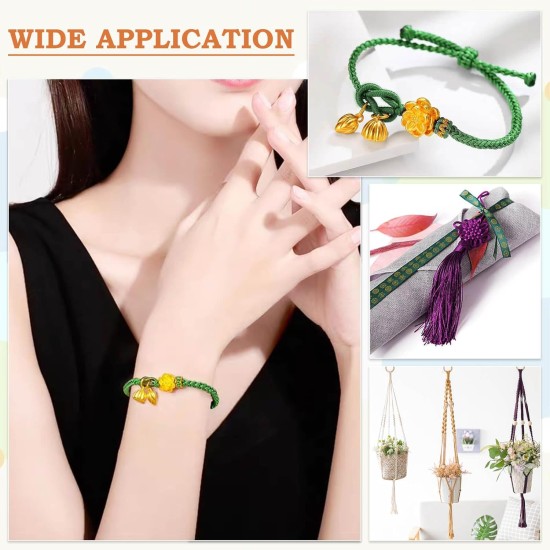 Cridoz Lot de 12 rouleaux de fil en nylon pour bracelets, cordon de soie en queue de rat satiné, cordon de perles soyeux pour Kumihimo, bracelets tressés, colliers pendentifs, macramé, cordons de porte-clés, fabrication de bijoux