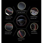 Housse de volant de voiture, antidérapante, sécurité, douce, respirante, robuste, épaisse, contour complet, style sport (noir avec ligne rouge)