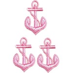 Umama Patch Lot de 3 mini ancre rose dessin animé autocollant en tissu corde d'ancre marine marin naval fer sur patchs brodés appliques machine à broder aiguille projets d'artisanat garçons filles enfants bricolage