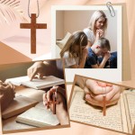 1 boîte de 70/120/240 paquets de petits porte-clés à breloques en forme de croix de poche en bois, mini pendentifs religieux en bois pour la prière de l'église, remplissage d'œufs de Pâques, cadeaux chrétiens, artisanat pour bricolage décoratif fait à la 