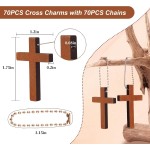 1 boîte de 70/120/240 paquets de petits porte-clés à breloques en forme de croix de poche en bois, mini pendentifs religieux en bois pour la prière de l'église, remplissage d'œufs de Pâques, cadeaux chrétiens, artisanat pour bricolage décoratif fait à la 