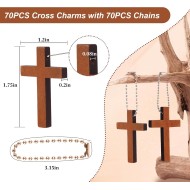 1 boîte de 70/120/240 paquets de petits porte-clés à breloques en forme de croix de poche en bois, mini pendentifs religieux en bois pour la prière de l'église, remplissage d'œufs de Pâques, cadeaux chrétiens, artisanat pour bricolage décoratif fait à la 