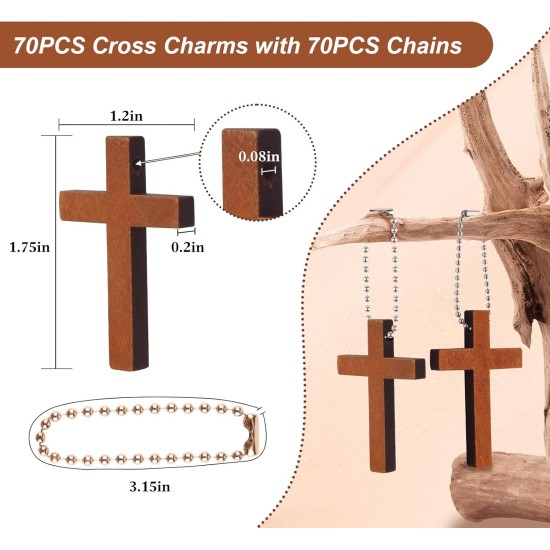 1 boîte de 70/120/240 paquets de petits porte-clés à breloques en forme de croix de poche en bois, mini pendentifs religieux en bois pour la prière de l'église, remplissage d'œufs de Pâques, cadeaux chrétiens, artisanat pour bricolage décoratif fait à la 