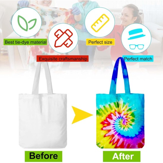 Vodolo Sacs blancs pour teinture (4 pièces), kits de teinture pour adultes, enfants, femmes, grands groupes, sacs fourre-tout en coton, articles à nouer, fournitures de fête Vodolo Sacs blancs pour teinture (4 pièces), kits de teinture pour adultes, enfants, femmes, grands groupes, sacs fourre-tout en coton, articles à nouer, fournitures de fête