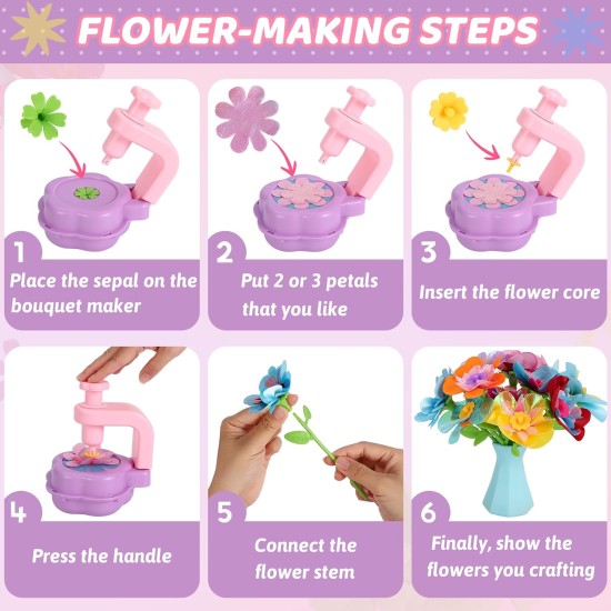 DAISRED Kits d'artisanat de fleurs, jouets, paniers de Pâques, cadeaux pour enfants, arts et travaux manuels pour filles âgées de 4 à 6 à 8 ans, kit de fabrication de fleurs DIY pour enfants, cadeaux d'anniversaire pour filles et garçons de 4, 5, 6, 7, 8,