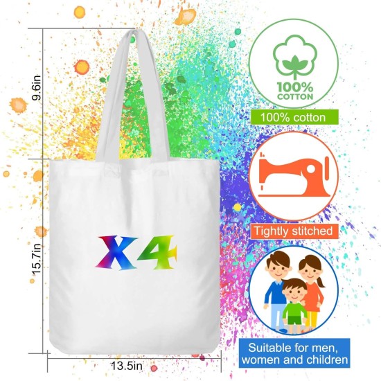 Vodolo Sacs blancs pour teinture (4 pièces), kits de teinture pour adultes, enfants, femmes, grands groupes, sacs fourre-tout en coton, articles à nouer, fournitures de fête Vodolo Sacs blancs pour teinture (4 pièces), kits de teinture pour adultes, enfants, femmes, grands groupes, sacs fourre-tout en coton, articles à nouer, fournitures de fête