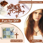 1 boîte de 70/120/240 paquets de petits porte-clés à breloques en forme de croix de poche en bois, mini pendentifs religieux en bois pour la prière de l'église, remplissage d'œufs de Pâques, cadeaux chrétiens, artisanat pour bricolage décoratif fait à la 