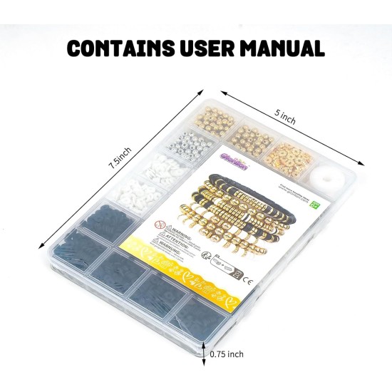 Gionlion Lot de 3 000 bracelets en perles d'argile pour femmes et adultes, kit de fabrication de bracelets, perles dorées pour la fabrication de bijoux, kit de bracelets à breloques, loisirs créatifs, cadeaux d'anniversaire, de Saint-Valentin