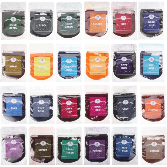 Operitacx 24 pièces de poudre de teinture pour cravate, colorants pour tissus de couleurs pour vêtements, recharges de poudre de teinture pour cravate, fournitures de fête pour enfants et adultes