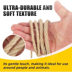 Ficelle de jute naturelle, rouleau de corde de jute de 8 mm x 50 pieds, ficelle épaisse robuste pour griffoir de chat, regroupement, jardinage et bricolage
