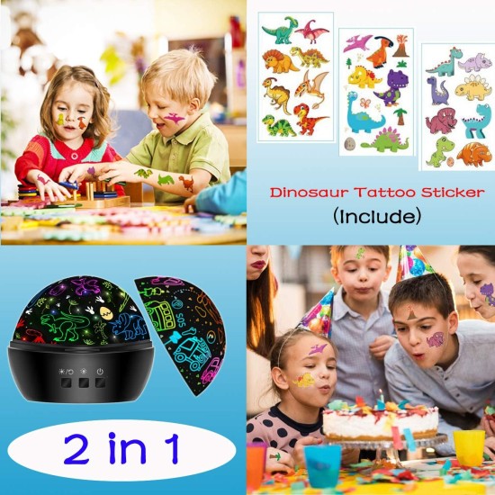 Veilleuse dinosaure pour garçons de 3 à 8 ans, projection de dinosaure 2 en 1 pour enfants de 2 à 10 ans, cadeaux pour garçons et filles, convient pour Noël, Noël, Noël, Pâques, anniversaire