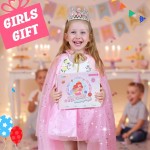 Meland Vêtements de déguisement de princesse pour fille, cape de princesse avec jouets couronne pour enfants, cadeaux d'anniversaire pour petites filles 3,4,5,6,7,8