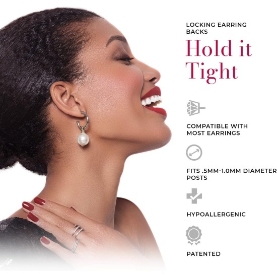 CONNOISSEURS Fermoirs de boucles d'oreilles verrouillables – Fermoirs de boucles d'oreilles hypoallergéniques pour clous, créoles et plus encore – Ne perdez plus jamais une boucle d'oreille