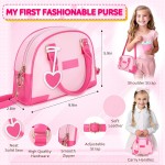 INNOCHEER Sac à main pour petites filles, sac à main pour jouets pour enfants avec maquillage, sac à main pour petites filles, sac à main pour tout-petits, cadeaux d'anniversaire, de Noël, princesse, jouets pour filles de 3, 4, 5, 6, 7, 8 ans