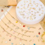 Flasoo Kit de fabrication de bracelets à breloques en or 416 pièces, comprenant des bracelets à chaîne avec trombone, des breloques et des anneaux ouverts pour la fabrication de bijoux