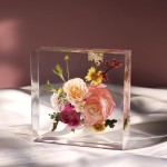 LET'S RESIN Lot de 8 moules en résine de silicone, moules en résine époxy profonde pour la conservation des bouquets de fleurs, grands moules en silicone pour le moulage de résine, y compris un moule en résine carré hexagonal en forme de cœur