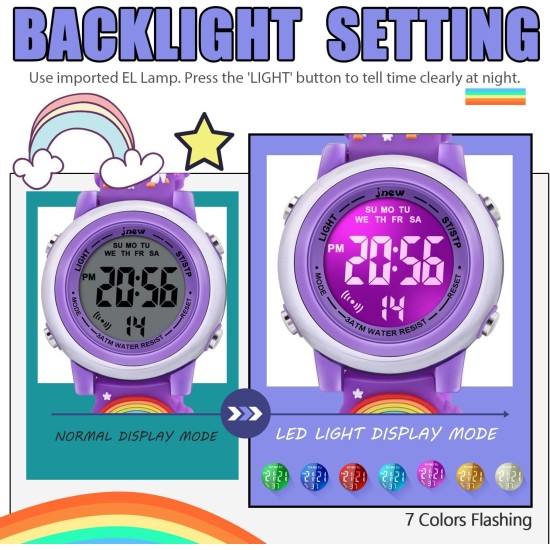 Montres étanches de dessin animé 3D pour filles avec alarme - Meilleurs cadeaux de jouets pour les filles de 3 à 12 ans