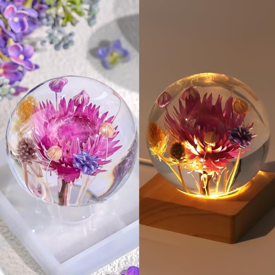 LET'S RESIN 9 pièces moules en silicone sphère pour résine, moules en résine sphère 3D sans couture améliorés, grands moules en résine époxy à boule ronde pour la conservation des fleurs, moulage de résine, savon, bougie