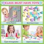 45 pièces blocs magnétiques – jouets pour petites filles, blocs de construction magnétiques, jouets sensoriels d'autisme en plein air STEM pour garçons et filles de 3 à 5 ans, cubes magnétiques indispensables en classe pour les enfants de 3 ans et plus