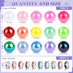 Lot de 320 perles pour stylos, perles focales de 14 mm et perles d'espacement en strass de 8 mm, adaptées pour les stylos, bracelets, porte-clés, fabrication de bijoux, perles acryliques arc-en-ciel, cadeaux de Noël Lot de 320 perles pour stylos, perles focales de 14 mm et perles d'espacement en strass de 8 mm, adaptées pour les stylos, bracelets, porte-clés, fabrication de bijoux, perles acryliques arc-en-ciel, cadeaux de Noël