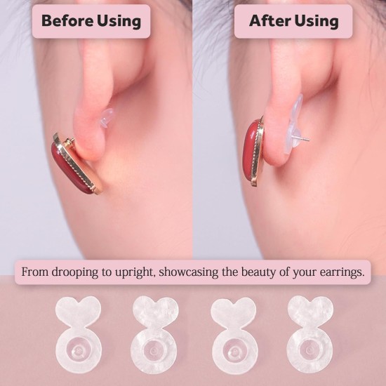 Lot de 32 + 200 fermoirs de boucles d'oreilles en silicone transparent pour supports de boucles d'oreilles lourdes, fermoirs de boucles d'oreilles en caoutchouc confortables pour gros clous, fermoirs de boucles d'oreilles de remplacement pour oreilles tom