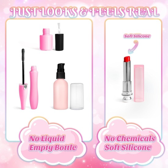 Faire semblant de maquillage pour les tout-petits, ensemble de maquillage pour enfants de 3 à 5 ans, kit de maquillage pour tout-petits, jouets de chat pour enfants, faux maquillage, cadeaux d'anniversaire, jouets pour filles de 3, 4, 5, 6, 7, 8 ans et pl
