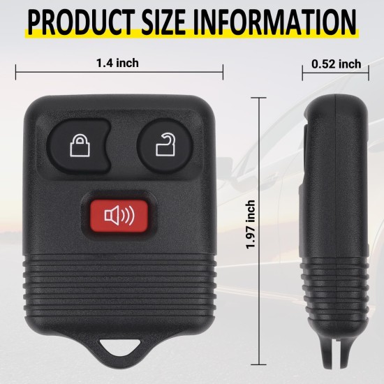 Lot de 2 clés à distance sans clé compatibles avec Ford F150 F250 F350 Escape Expedition Explorer Ranger, Lincoln, Mercury, Mazda et plus encore, remplacement pour CWTWB1U331 CWTWB1U345, 3 boutons (lot de 2)
