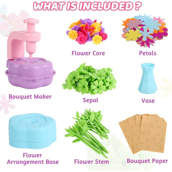 DAISRED Kits d'artisanat de fleurs, jouets, paniers de Pâques, cadeaux pour enfants, arts et travaux manuels pour filles âgées de 4 à 6 à 8 ans, kit de fabrication de fleurs DIY pour enfants, cadeaux d'anniversaire pour filles et garçons de 4, 5, 6, 7, 8,