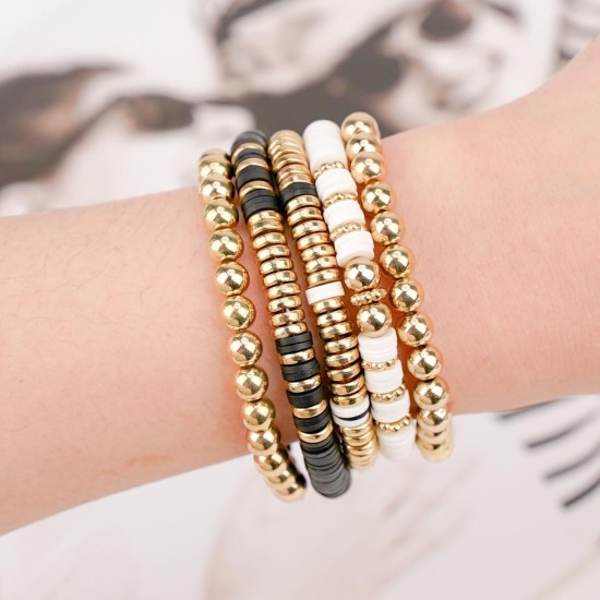 Gionlion Lot de 3 000 bracelets en perles d'argile pour femmes et adultes, kit de fabrication de bracelets, perles dorées pour la fabrication de bijoux, kit de bracelets à breloques, loisirs créatifs, cadeaux d'anniversaire, de Saint-Valentin