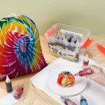 Kit de teinture à nouer 18 couleurs, avec 12 sacs vierges à cordon de serrage, teinture en tissu pour femmes, hommes, avec élastiques, gants, film plastique et nappes pour famille, amis, groupes, fournitures de fête